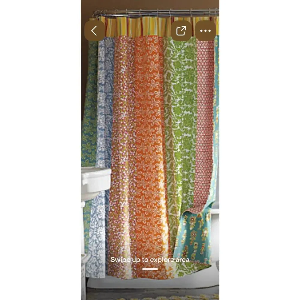Garnet Hill The Vintage Claire Reversible Shower Curtain Ruffled Multicolor